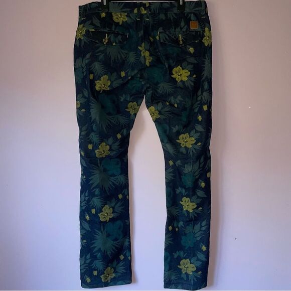 A Tiziano Size 38x34 Dark Wash Jeans Floral Painted Pants - Picture 4 of 7